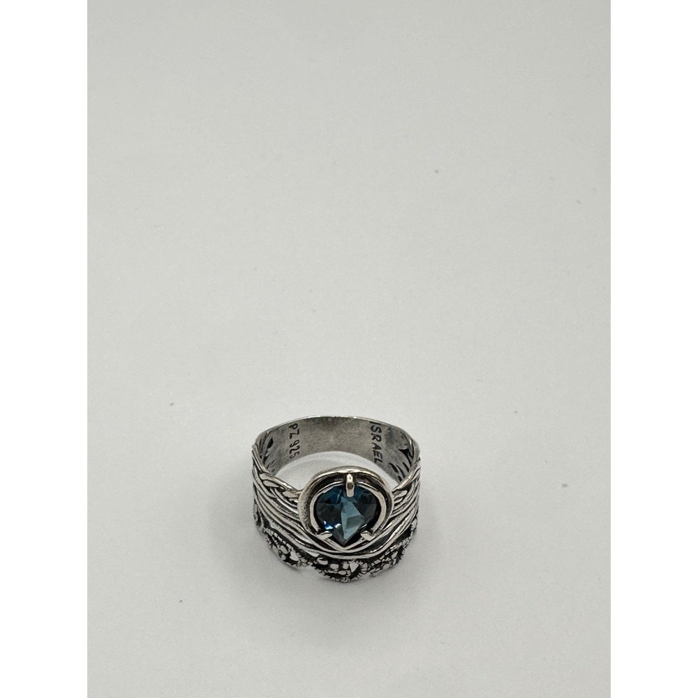 Ring Sterling Silver 925 Or Paz Israel Beautiful London Blue Topaz Ring Size 9